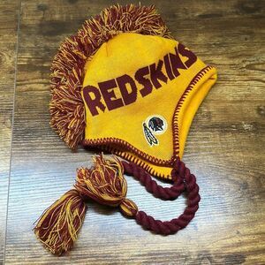 Washington Redskins Commanders Beanie Mohawk Burgundy Gold Toboggan Pom Poms Hat